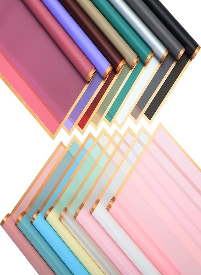 KTrading Korean Style Waterproof Gift Wrapping Paper | 10 Sheets (58 x 58 cm) | Pastel Colour Wrapping Paper with Gold Trim | Floral Bouquet, Gift & Event Decoration Sheets - Image 4